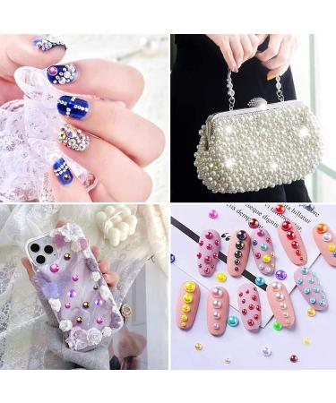 50g AB Color Mix Flatback Resin Rhinestones & Pearls for DIY Crafts - White/Red/Dark Blue Series - Buy Online on GoSupps.com