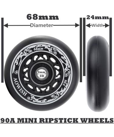 AOWISH 68mm Mini Rip Stick Skateboard Wheels 90A - Set of 2 Black | Replacement Wheels with ABEC-9 Bearings for DLX Mini Board - 2-Wheeled Mini Wave Board - Buy Online on GoSupps.com