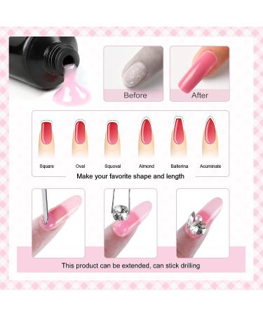 COSCELIA Poly Nail Gel Kit with UV Light - Nude White Builder Gel Set | 6W Nail Lamp, Slip Solution, Mold Tips, Brush | Manicure Extension Kit for Beginners - Buy Online on GoSupps.com
