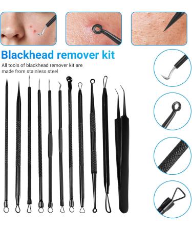 tesrgre Blackhead Remover Pimple Popper Tool Kit 11 Pcs Pimple Extractor Tool Acne Kit for Blackhead - Buy Online on GoSupps.com