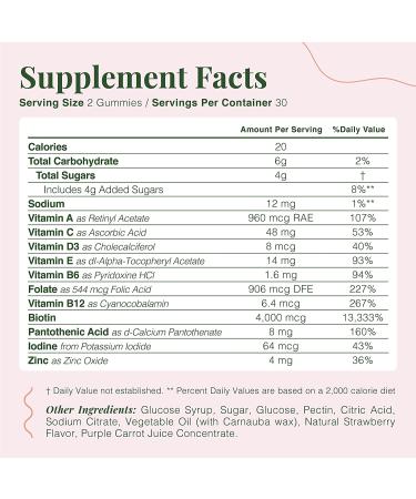 Embody Retinol Multivitamin Gummies - 60 Count Strawberry Flavor | Vitamin A Supplement for Anti-Aging, Acne, & Clear Skin | Hair, Skin & Nails Support with Biotin, Vitamin C, B12 & Zinc - Buy Online on GoSupps.com