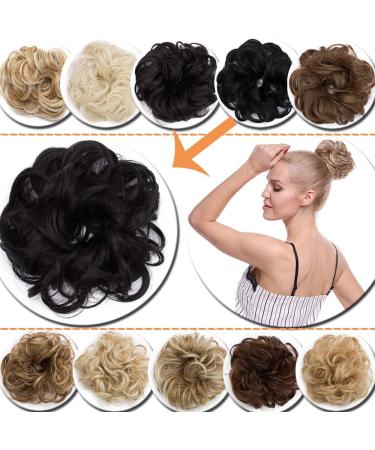 Messy Updo Hairpiece Scrunchy Scrunchie Hair Bun Extension Dark Black Curly Hair Ribbon Ponytail Extensin Donut Hair Chignons Normal Dark Black - Buy Online on GoSupps.com