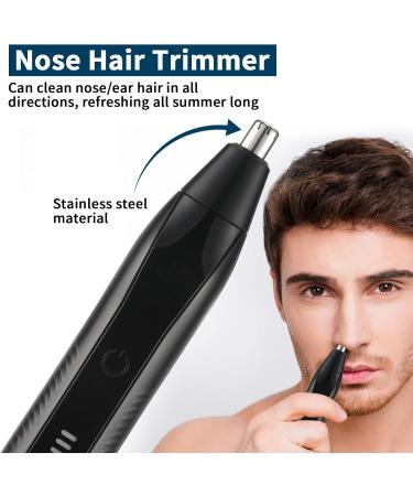 Nose Hair Trimmer for Men & Women | Multi-Functional Eyebrow & Ear Trimmer Set | Detachable Water-Washable & USB-C Fast Charging - Black - Buy Online on GoSupps.com