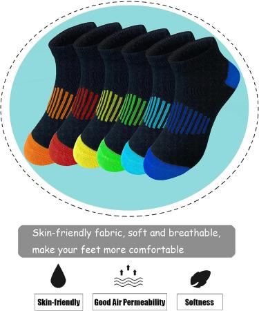 Jamegio Kids Low Cut Socks - 18 Pairs Half Cushion Sport Ankle Athletic Socks - Multicolor (Black) - 7-10 Years - Buy Online on GoSupps.com