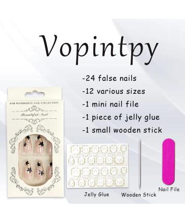 Black Star Press on Nails - Long Oval Fake Acrylic Nails with Silver Glitter Design | Reusable & DIY Manicure Decoration for Women - Buy Online on GoSupps.com