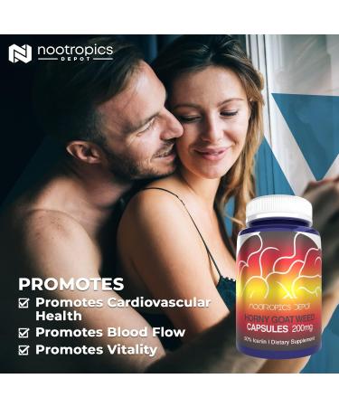 Nootropics Depot Horny Goat Weed Capsules 200mg | 30 Count | Minimum 50% Icariin | Epimedium brevicornum - Buy Online on GoSupps.com