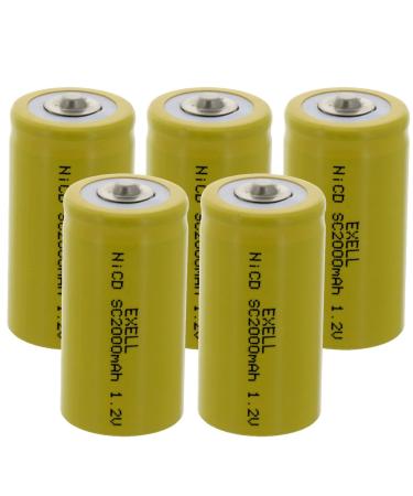 5x SubC 1.2V 2000mAh NiCD Button Top Rechargeable Batteries for electric razors toothbrushes