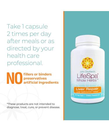 LifeSpa Whole Herbs Liver Repair | Liver Detox | Liver Cleanse and Repair | Health Supplements for Liver Health | Supports Liver and Gallbladder Detox | 90 Capsules | 475mg - Buy Online on GoSupps.com