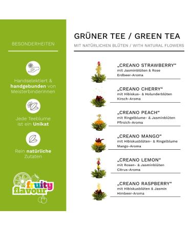 Creano 18-Piece Tea Flower Gift Set - Premium Green Tea in Magnetic Box with Silver Embossing | Perfect International Gift - Buy Online on GoSupps.com