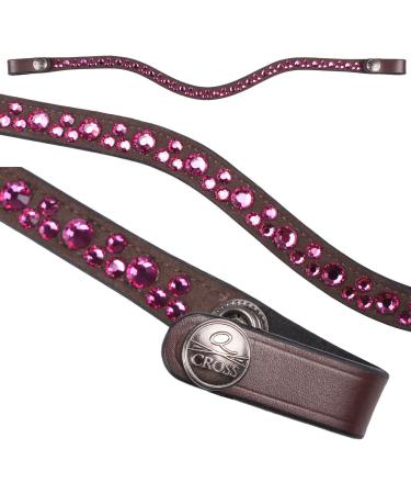Premium Leather Forehead Straps - Eldorado Wave Shape with Rhinestones | COB Size Brown Paradise - International Shipping - Buy Online on GoSupps.com