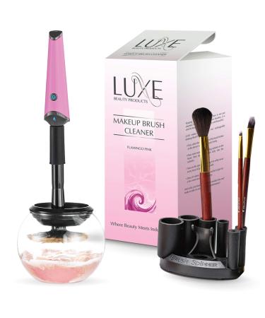 Luxe Makeup Brush Cleaner, Pink Electric Makeup Brush Cleaner with Cleaning Solution Included, USB Charging Station, 3 Adjustable Speeds, Makeup Cleaner to Instantly Wash and Dry Your Makeup Brushes