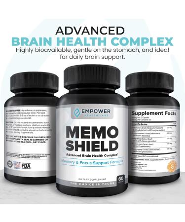 MemoShield Brain Health Supplement Advanced Memory Support with Lion's Mane Bacopa Monnieri and Ginkgo Biloba Cognitive Function and Brain Health Formula 60 Capsules - Buy Online on GoSupps.com