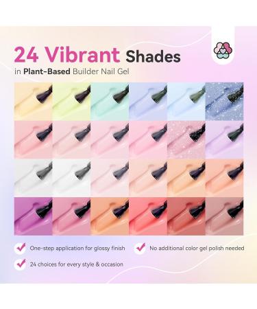 Saviland Builder Nail Gel Kit - 24 Colors with Castor Oil & Vitamin E for Strong, Beautiful Nails | Hard Gel Nail Extension Builder Gels for Home Use - Buy Online on GoSupps.com