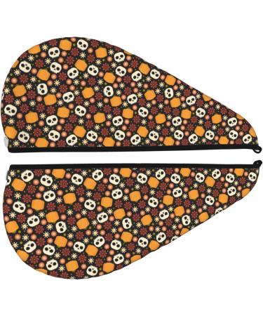 Ultra Plush Microfiber Hair Towel Wrap for Women | Ultra Absorbent Twist Turban for Curly & Long Hair - Skulls Design - Buy Online on GoSupps.com