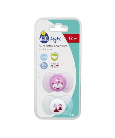 Neobaby Light Pacifier with Anatomical Silicone Lid - Maxi 12 Months + 2 Pieces - Pink - Shop Internationally - Buy Online on GoSupps.com