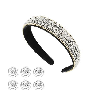 1 Piece Diamond Headband With 6 Pieces Pearl Hair Clips Diamond Headband Diamond Headband For Women Glitter Headband Gemstone Headband Crystal Diamond Hair Accessories