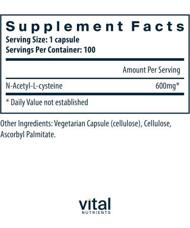 NAC (N-Acetyl-l-Cysteine) 600mg - Vegan Formula for Sinus & Respiratory Health - 100 Vegetarian Capsules - Buy Online on GoSupps.com