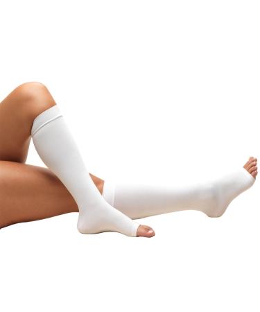 Truform Surgical Stockings 18 mmHg Compression for Men and Women Knee High Length Open Toe White Large Large (1 Pair) White - Buy Online on GoSupps.com