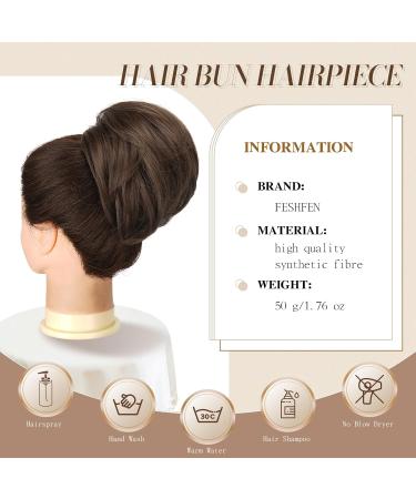 Feshfen Hair Part Dutt with Comb | Short Hair Horse Tail Chignon Extensions | Chestnut Brown Synthetic Hair for Women - Buy Online on GoSupps.com