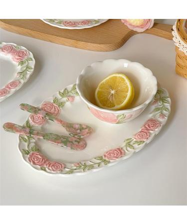 Dinner Plates 5-Piece Rose Embossed Coffee Cup Saucer Dinner Plate Afternoon Tea Cup Ceramic Tableware Main Course Dinner Plate Kitchen Supplies Kitchen Serving Dishes Food Tray - Buy Online on GoSupps.com
