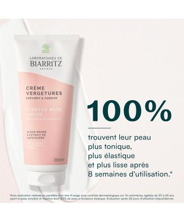 Laboratoires de Biarritz - Stretch Marks Cream with Red Seaweed & Sapotaceae Extract - Certified Organic - Pregnancy Puberty and Weight Variations - 200 ml - Made in France - Buy Online on GoSupps.com