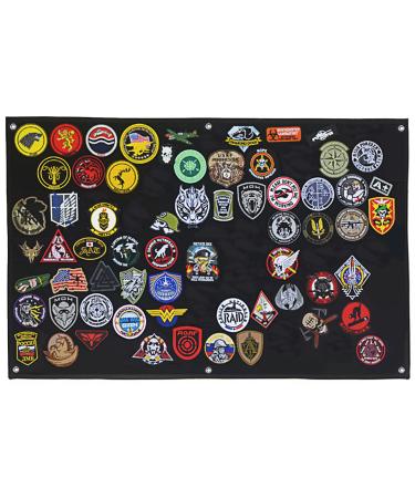 Tactical Patch Display Panel Holder Board for Military Army Combat Morale Uniform Hook and Loop Emblems, 24 Inches x 36 Inches (Medium), No Patches Included Black, Medium