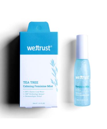 | wettrust TEA TREE Calming Feminine Mist 1 fl oz | Deodorizes odor | Soothe intimate area | 360 multi-angle sprayer | 88.6% Tea tree leaf water