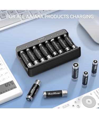 RayHom Rechargeable AAA Batteries with Charger 1100mAh Ni-MH Rechargeable Triple A Batteries Rechargeable Battery 8 Slots Battery - Pack Of 2 - Buy Online on GoSupps.com