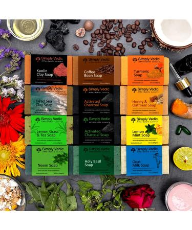 Simply Vedic 6-Pack Goat Milk & Essential Oil Soap Bar Gift Set - Hand-Made, Cold Pressed with Coconut Oil for Body, Hand, Face - Men & Women - 3.5 Oz. x 6 - Buy Online on GoSupps.com