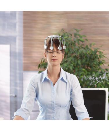 Electric Scalp Massager | Portable Head Massage Device with 10 Vibrating Contacts & 3 Modes for Hair Growth & Relaxation - White - Buy Online on GoSupps.com
