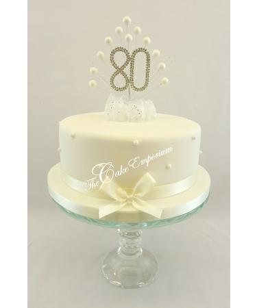 CAKE TOPPER PEARL BURST DECORATION SPRAY DIAMANTE 80th BIRTHDAY IVORY PEARLS