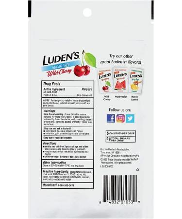 Ludens Sugar-Free Wild Cherry Drops - Soothing Throat Lozenges | Buy Online - Buy Online on GoSupps.com