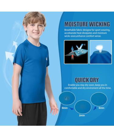 MEETWEE Boys Rash Guard - Short Sleeve Kids Swim Shirt UV Protection UPF 50+ Quick-Drying for Ages 8 - Dark Blue - Buy Online on GoSupps.com