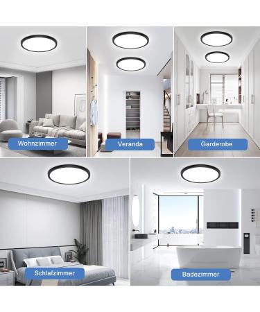 Modern Black LED Ceiling Lamp - 18W Cold White Light for Bathroom Kitchen & Living Room (2-Pack) - Buy Online on GoSupps.com