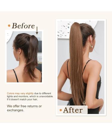 NANNAN Light Brown Ponytail Extension 24 Inch - Synthetic Wrap Around Hair Piece for Women - Buy Online on GoSupps.com