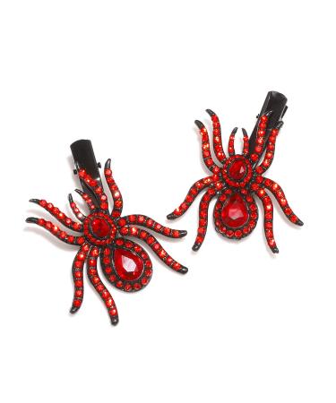 Halloween Sparkle Crystal Spider Hair Clips - Rhinestone Insect Barrette for Costume Dress-up in Red - Buy Online on GoSupps.com