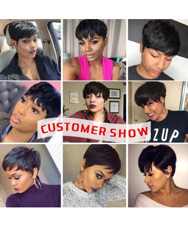 Brazilian Virgin Short Pixie Cut Wig for Black Women - 100% Human Hair - 1B Color - Buy Online on GoSupps.com