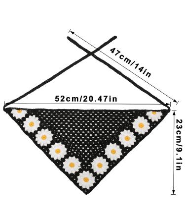 Floral Crochet Hair Bandanas 2PCS Women Hairbands | Daisy Print Knitted Headscarf Vintage Hair Scarf - Buy Online on GoSupps.com