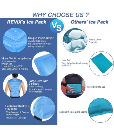 REVIX Large Gel Ice Pack for Shoulder and Back Injuries - Reusable Wrap for Pain Relief and Swelling - Soft Plush Lining - Flexible and Long Lasting - Blue - Buy Online on GoSupps.com