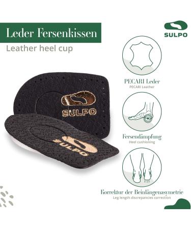 Sulpo Heel Spur Pillows - 2 Pairs of Leather & Latex Foam Inserts for Pain Relief | Achilles Tendon Insoles for Men & Women (Size 42-46) - Black - Buy Online on GoSupps.com