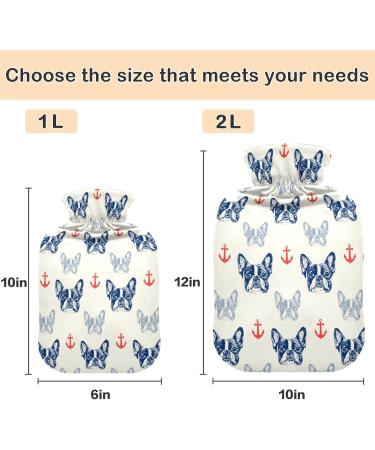 Naanle Anchor Pug Dog Hot Water Bottle with Cover - 1L Transparent Heat Bottle for Bed Hand & Feet Warmer | Pain Relief & Cold Therapy - Buy Online on GoSupps.com