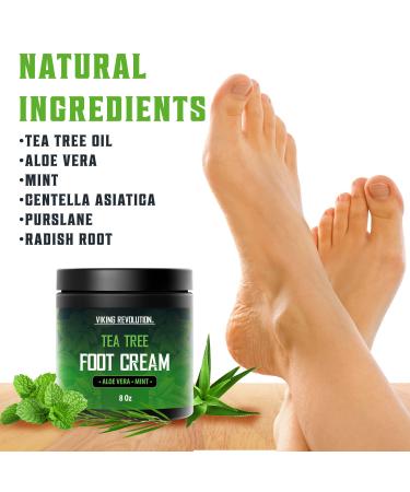 Viking Revolution Tea Tree Foot Cream - Moisturizing Foot Balm for Dry Cracked Heels and Feet - 8oz Foot Repair Cream with Aloe Vera and Mint - Buy Online on GoSupps.com