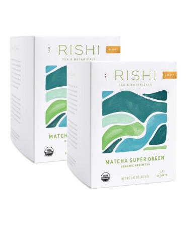 Rishi Tea Matcha Super Green Herbal Tea | Immune Support, USDA Certified Organic Sencha, Highly Caffeinated, Umami, Antioxidants | 15 Sachet Bags, 1.43 oz (Pack of 2) Matcha 15 Count (Pack of 2)
