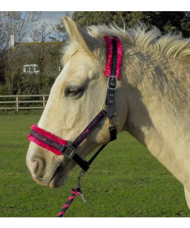 Rhinegold Crystal Star Headcollar & Rope Set Pony Navy/Pink