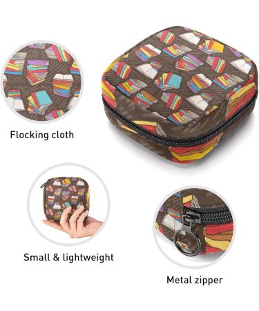 Buy Women's Bonds Storage Pockets Stillpad - Hand-Drawn Stack Books Pattern Portable Period Kit | Stylish Feminine Product Bag for Women & Girls - Buy Online on GoSupps.com