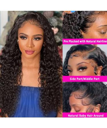 24 Inch Water Wave Brazilian Virgin Human Hair Lace Front Wig for Black Women - 150% Density, Pre Plucked, HD Lace Frontal - Natural Color - Wet and Wavy - Buy Online on GoSupps.com