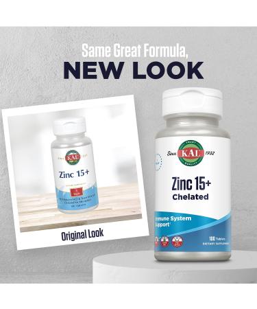KAL Zinc 15+ with Betaine HCL & Trace Minerals - 100 Tablets for Immune Support - Buy Online on GoSupps.com