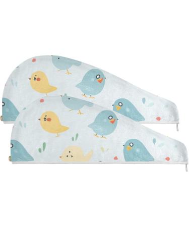 Small Cute Bird Hair Towel 2 Pack | Super Absorbent Quick Dry Hair Turbans for Women & Girls - Buy Online on GoSupps.com