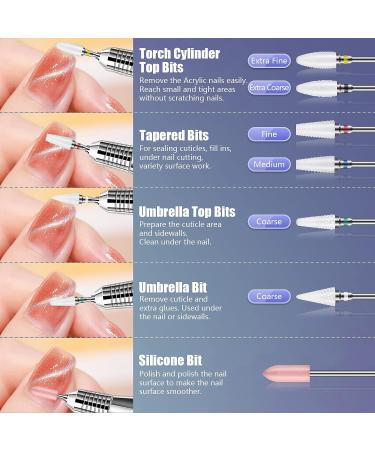 Depvko 20Pcs 3/32'' Ceramic Carbide Nail Drill Bits Set for Manicure Pedicure - Diamond Cuticle Remover & Nail Drill Accessories - Buy Online on GoSupps.com