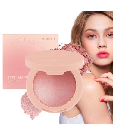 Blush For Cheeks Face Makeup Blush Powder Highly Pigmented Glitter Cosmetics Long Lasting Buildable For Women Girls Party Wedding Nude